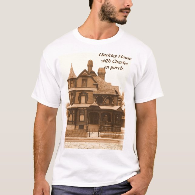 Hackley House,Charles on porch:Men's T-Shirt (Front)