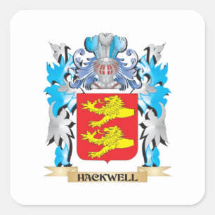 Hackwell Coat of Arms - Family Crest Square Sticker
