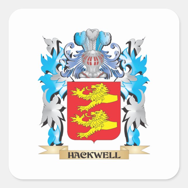 Hackwell Coat of Arms - Family Crest Square Sticker (Front)