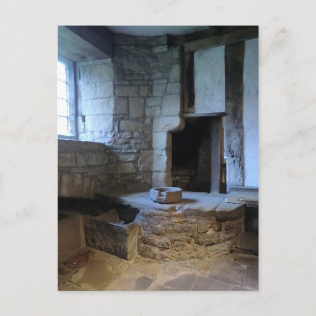 Haddon Hall Mediaeval Kitchen Postcard (Front)