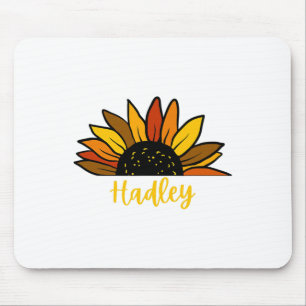 Hadley Personalised Name Cute Fall Sunflower Autum Mouse Mat