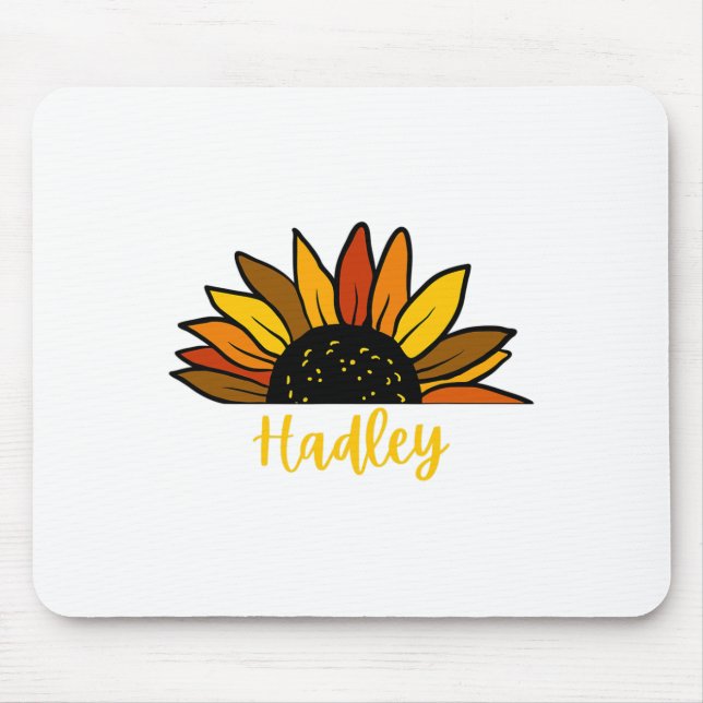 Hadley Personalised Name Cute Fall Sunflower Autum Mouse Mat (Front)