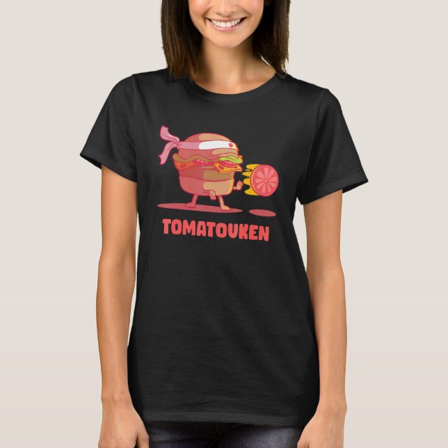 Hadouken Burger Street Fight Tomato in Fast Food V T-Shirt (Front)