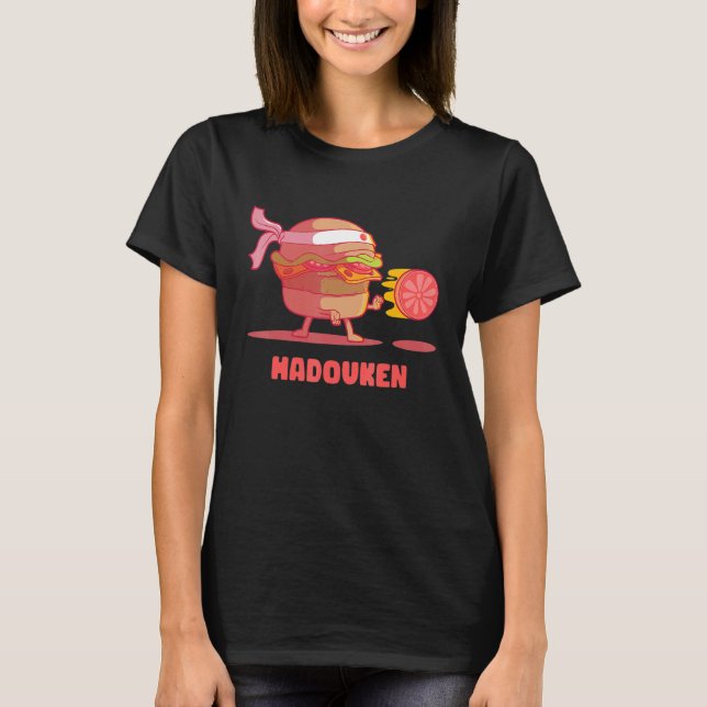 Hadouken Burger Street Fight Tomato in Fast Food V T-Shirt (Front)
