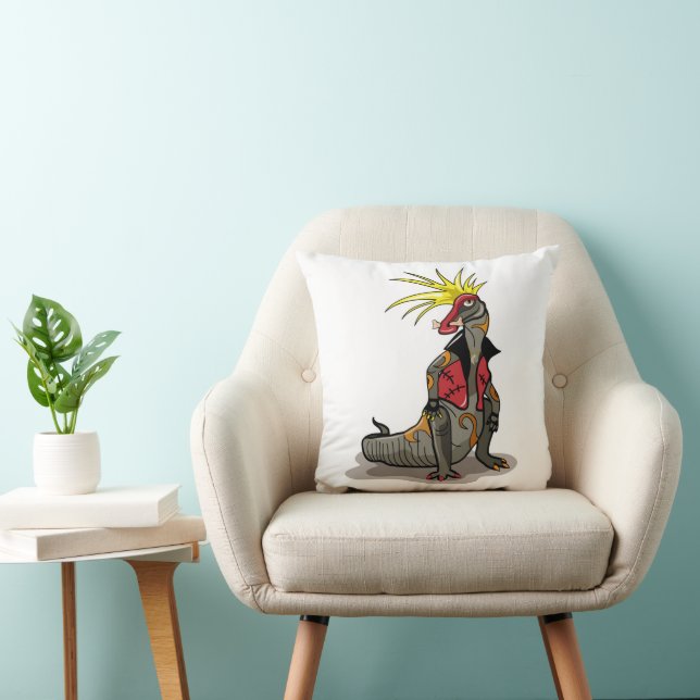 Hadrosaurus Dinosaur Dressed As A Punk. Cushion (Chair)