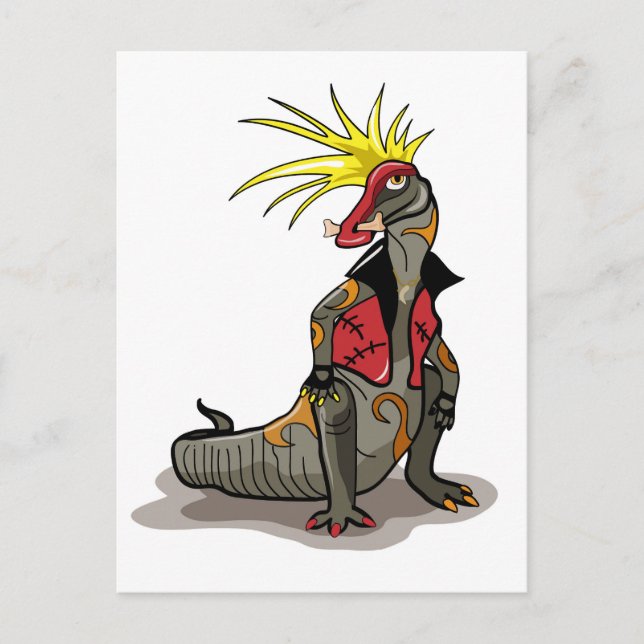 Hadrosaurus Dinosaur Dressed As A Punk. Postcard (Front)