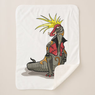 Hadrosaurus Dinosaur Dressed As A Punk. Sherpa Blanket