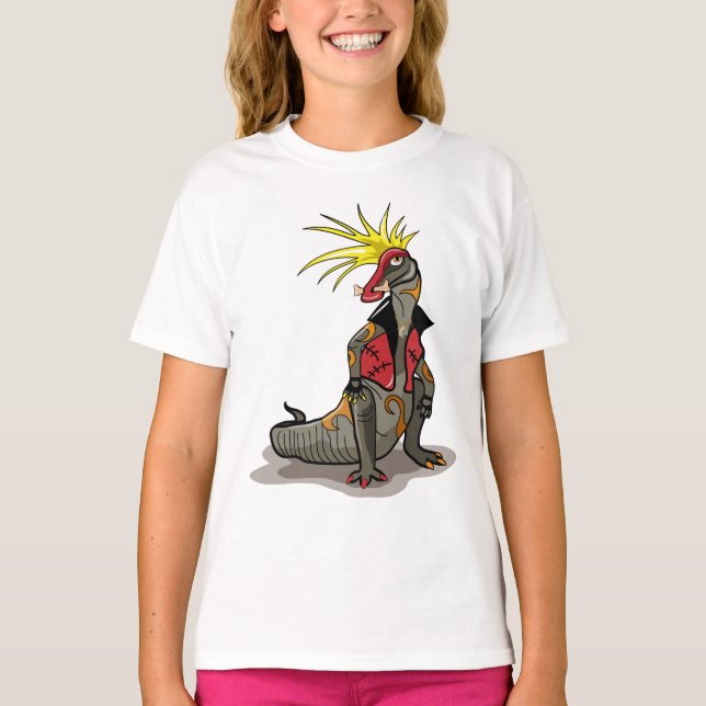 Hadrosaurus Dinosaur Dressed As A Punk. T-Shirt (Front)