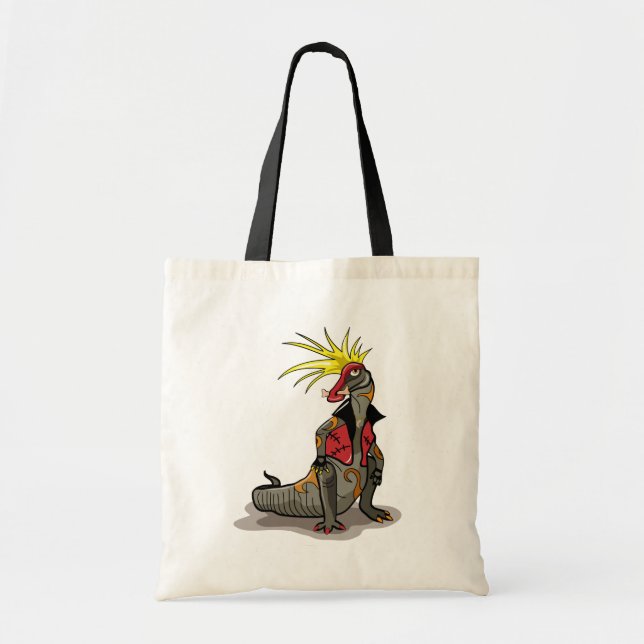 Hadrosaurus Dinosaur Dressed As A Punk. Tote Bag (Front)