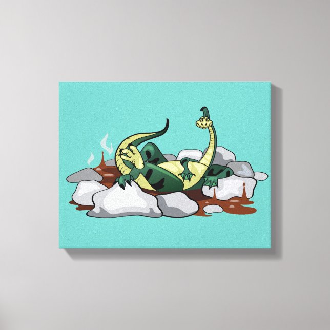 Hadrosaurus Relaxing In A Jacuzzi. Canvas Print (Front)