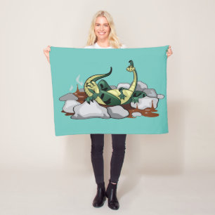 Hadrosaurus Relaxing In A Jacuzzi. Fleece Blanket