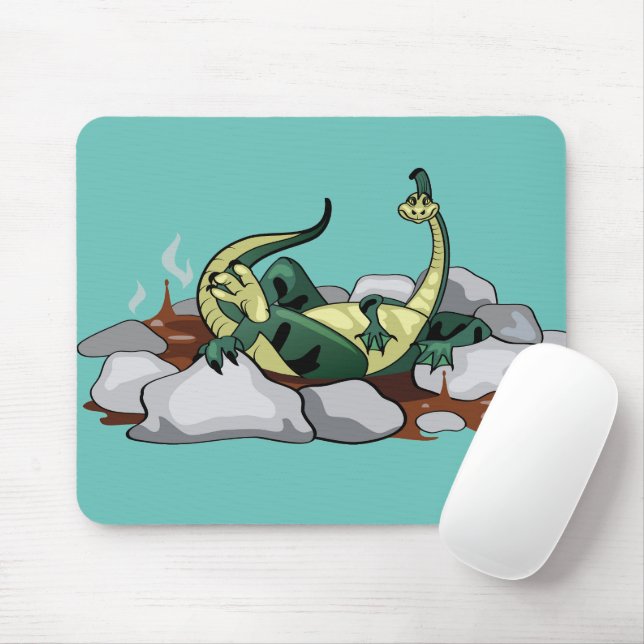 Hadrosaurus Relaxing In A Jacuzzi. Mouse Mat (With Mouse)