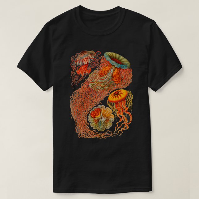 Haeckel Discomedusae Enhanced Antique Illustration T-Shirt (Design Front)