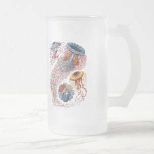 Haeckel Jellyfish Frosted Glass Beer Mug