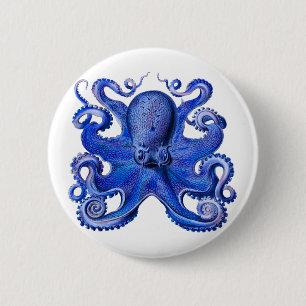 Haeckel Octopus Blue 6 Cm Round Badge