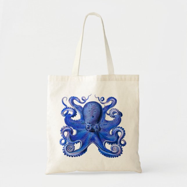 Haeckel Octopus Blue Tote Bag (Front)