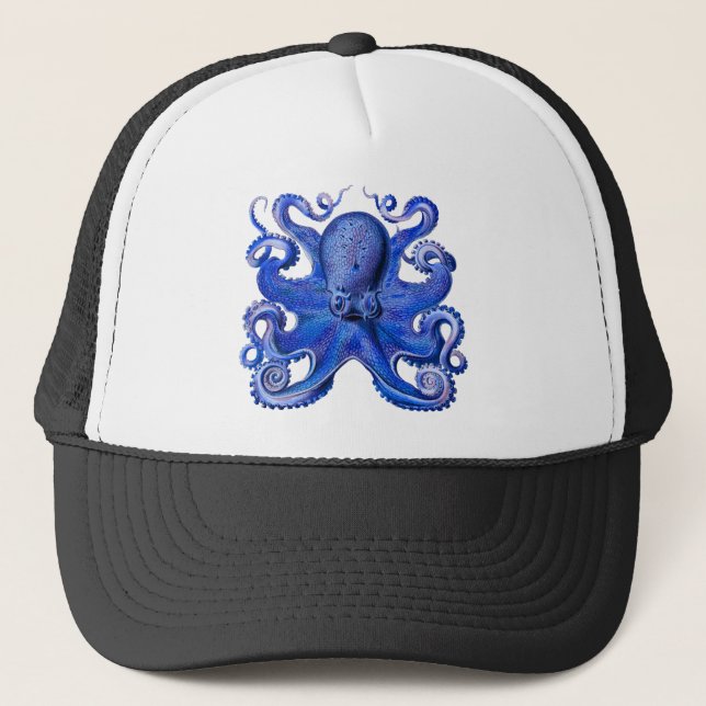 Haeckel Octopus Blue Trucker Hat (Front)
