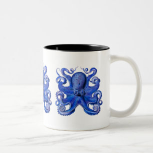 Haeckel Octopus Blue Two-Tone Coffee Mug