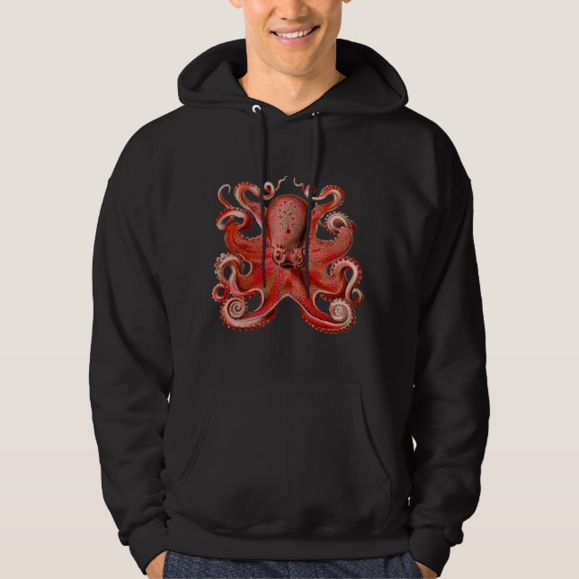 Haeckel Octopus Red Hoodie (Front)