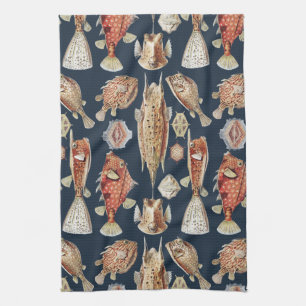 Haeckel Ostraciontes Tropical Fish Nature Art Tea Towel