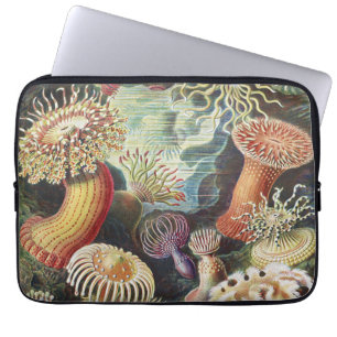 Haeckel Sea Anemones Nautical Sea Life Art Collage Laptop Sleeve