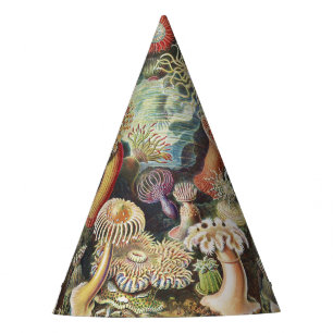 Haeckel Sea Anemones Nautical Sea Life Art Collage Party Hat