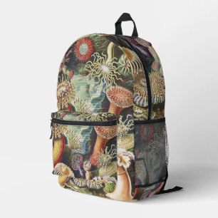 Haeckel Sea Anemones Nautical Sea Life Art Collage Printed Backpack