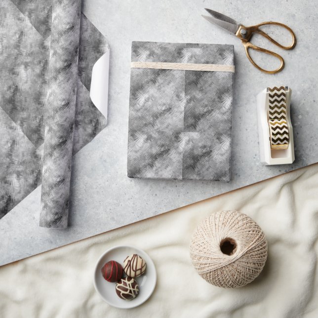 Haematite Grey Scribbled Texture Wrapping Paper (Crafts)