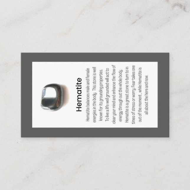 Haematite Quartz Crystal Meaning Jewellery Display Business Card (Front)