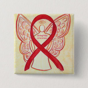 Haemophilia Awareness Angel Red Ribbon Art Pin