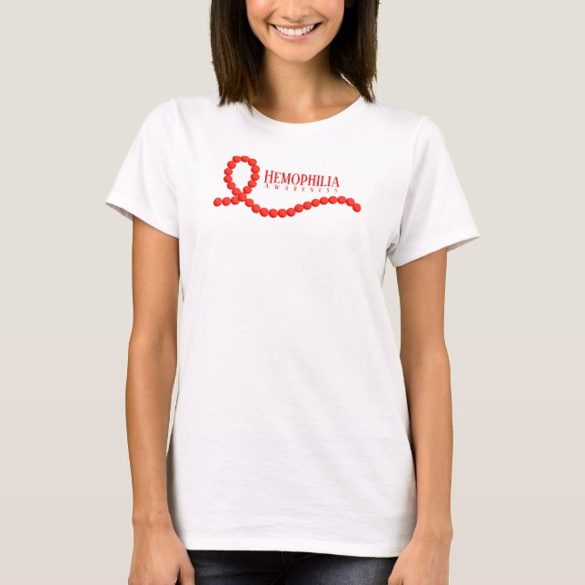 Haemophilia Awareness Red Ribbon Beads T-Shirt (Front)