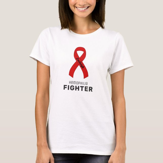Haemophilia Fighter Ribbon White T-Shirt (Front)