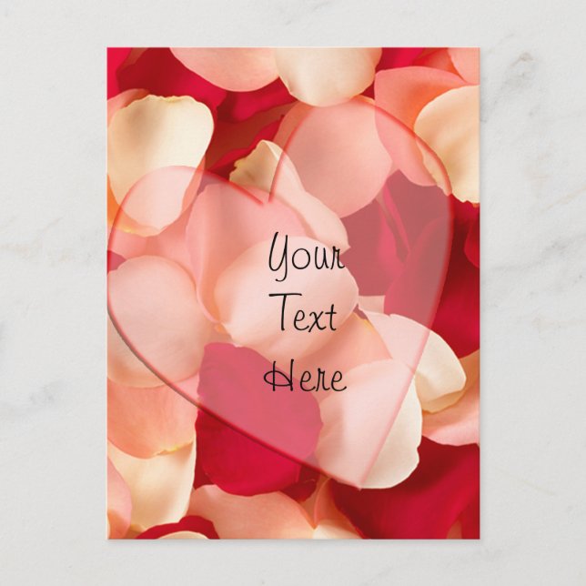 haert and rose petals plain postcard (Front)