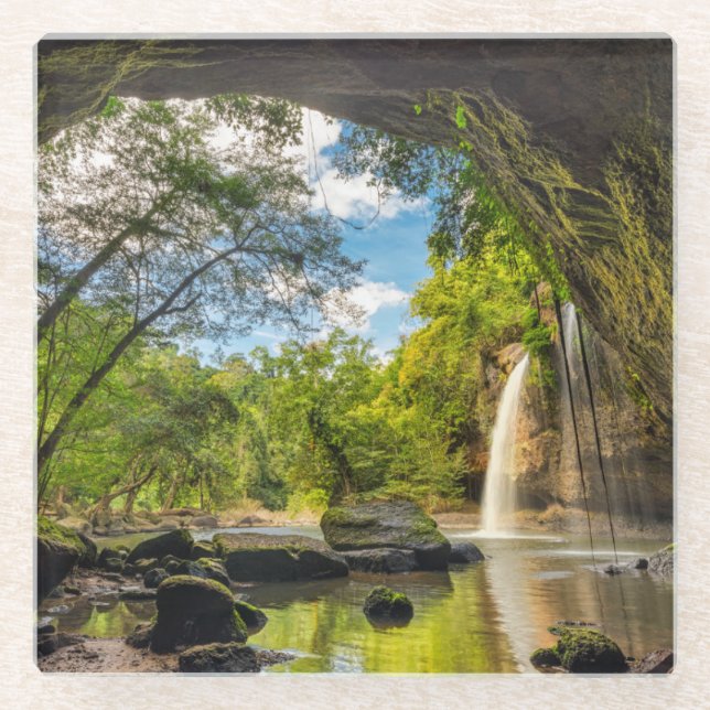 Haew Suwat Waterfall Glass Coaster (Front)