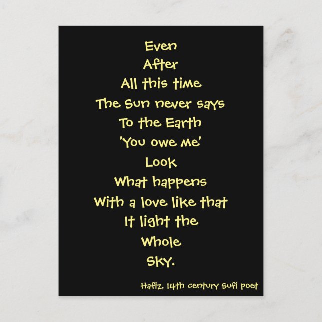 hafiz poem postcard (Front)