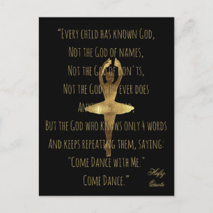 Hafiz Quote about Dance Golden Ballet Dancer Postcard