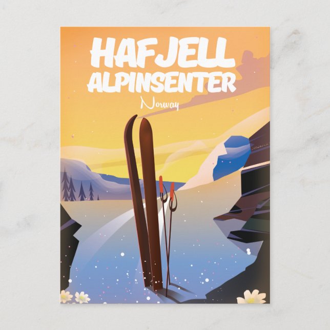 hafjell alpinsenter  Norway beautiful ski poster. Postcard (Front)