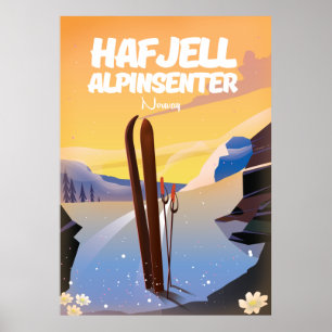 hafjell alpinsenter  Norway beautiful ski poster. Poster