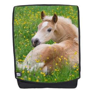 Haflinger Horse Cute Foal in a Flowerbed Boldface Backpack