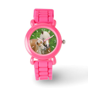 Haflinger Horses Cute Foal Kiss Mum / dial-plate Watch