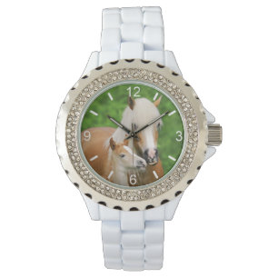 Haflinger Horses Cute Foal Kiss Mum - dial-plate Watch