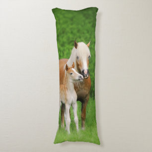 Haflinger Horses Cute Foal Kiss Mum Photo - cuddly Body Cushion