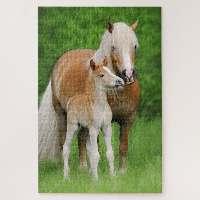 Haflinger Horses Cute Foal Kiss Mum Photo - Game Jigsaw Puzzle (Vertical)