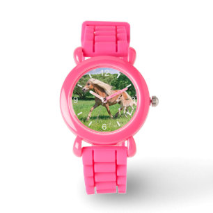 Haflinger Horses Cute Foals Run Funny - dial-plate Watch