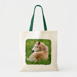 Haflinger Pony Horse Cute Foal in Flowerbed Photo Tote Bag