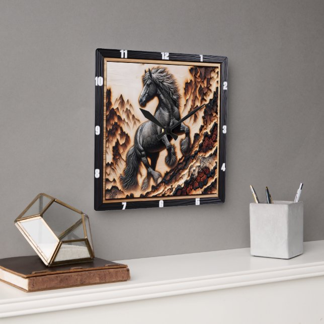 Haflinger's Wild Wood: Custom Art Display Square Wall Clock (Office)