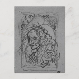 Hag Witch Sketch Drawing Postcard