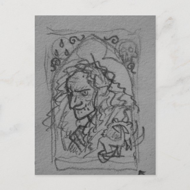Hag Witch Sketch Drawing Postcard (Front)