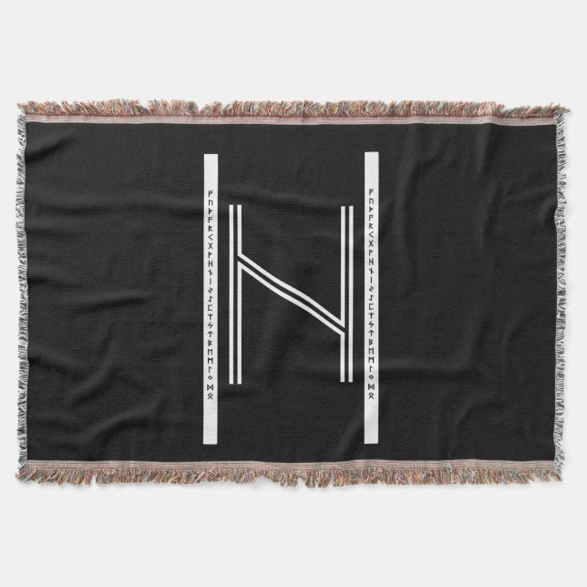 Hagalaz BW Throw Blanket (Front)