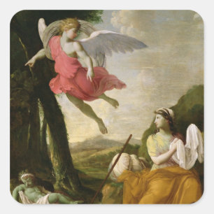 Hagar and Ishmael Rescued by the Angel, c.1648 Square Sticker
